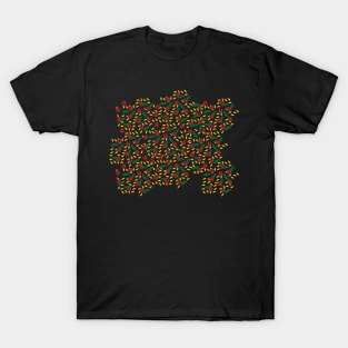 Red Black Ladybug and Green Yellow Leaves Pattern T-Shirt